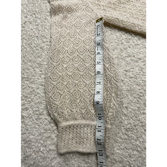 Jones New York Wool Mohair Blend Cardigan Sweater Womens Large Open Knit Ivory - Picture 5 of 10